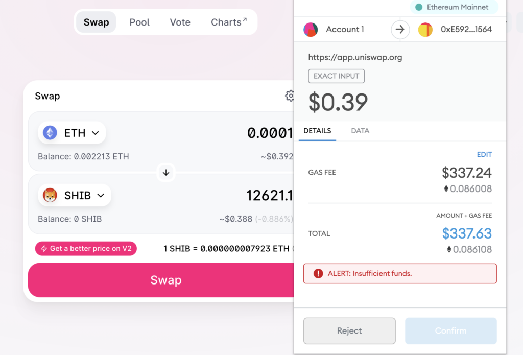 Metamask Insufficient funds